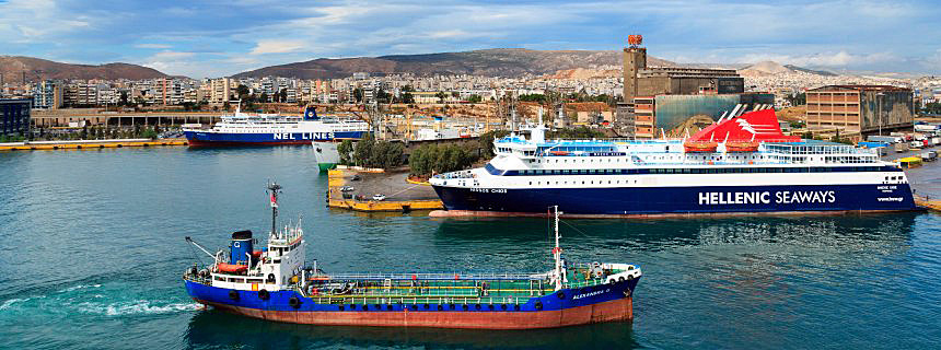 Ships in Port of Piraeus, Athens, Greece, Europe