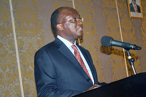 Health Cabinet Secretary James Macharia speaks at the announcing of 19th edition of Stop Cervical , breast and prostate cancer dates  at  Villa Rosa Kempinski Hotel Nairobi.   Kenya will host 9th edition of the event from July 19th to 21 this year. May 6 2015 ANTHONY OMUYA (NAIROBI)