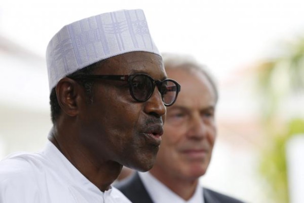 File photo of Nigeria's President-elect Muhammadu Buhari addresses the media during former British Prime Minister Tony Blair's visit at the Defence House in Abuja, Nigeria, May 13, 2015. REUTERS/Afolabi Sotunde