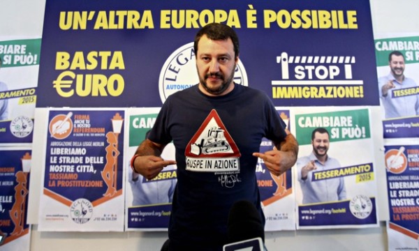 Northern League leader Matteo Salvini tells the press his party is aiming for a national victory