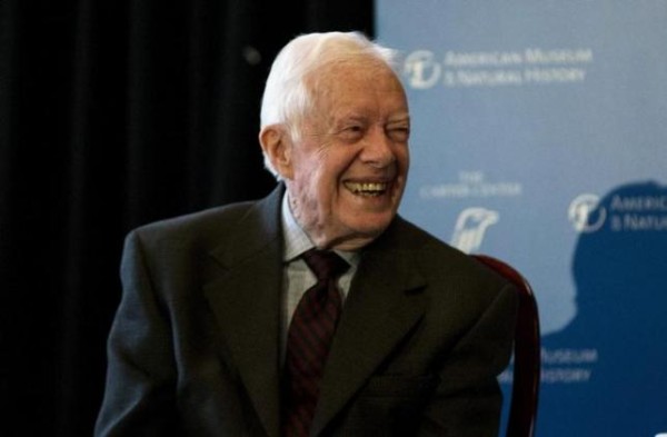 Former U.S. president Jimmy Carter speaks at the opening of a new exhibit, "Countdown to Zero, Defeating Disease" at the American Museum of Natural History in New York, January 12, 2015. REUTERS/Mike Segar