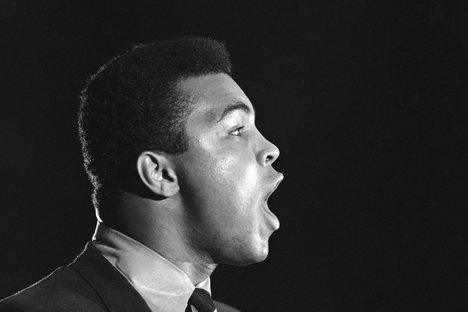 Muhammad Ali (Cassius Clay), the deposed world heavyweight boxing champion, told an anti-war rally at the University of Chicago on May 11, 1967 that there is a difference between fighting in the ring and fighting in Vietnam. (AP Photo/Charles Harrity)