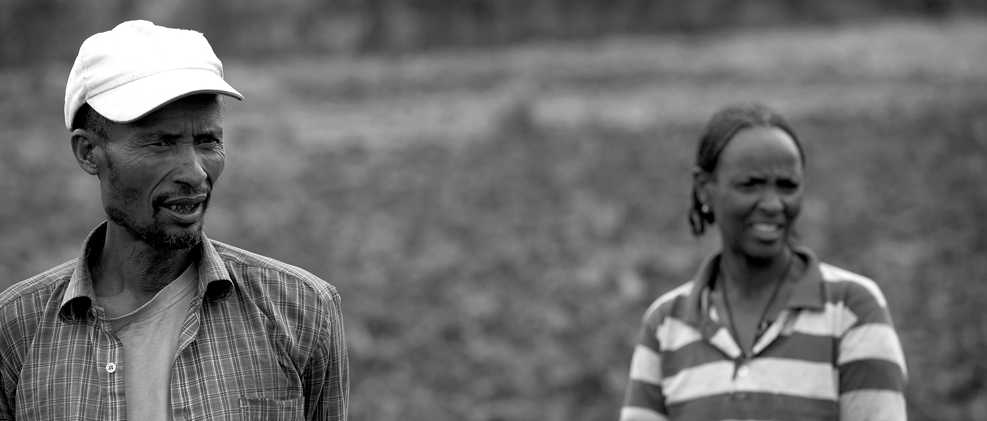 Hasiso Hankebo and his wife Ayelech Erdado standing on their farm.